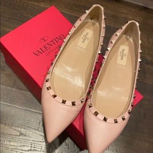 Valentino Garavani Rose Leather Ballerina Flats